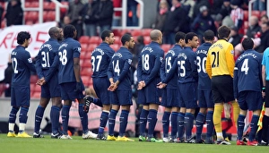 The Arsenal team lines up before the match. Stoke City 3: 1 Arsenal. FA Cup 4th Round