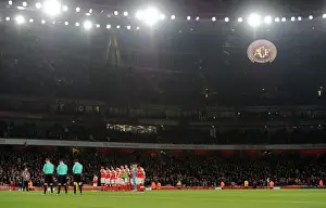 Arsenal V Southampton EFL Cup 2016-17 Prints: Arsenal team during a minutes silence for the Brazilian football team Chapecoense