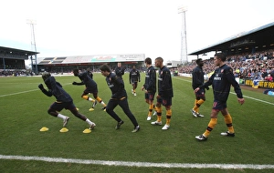 Cardiff City V Arsenal FA Cup Prints: The Arsenal team warm up before the match
