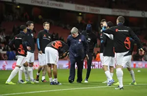 Arsenal V Fulham 2011-12 Prints: Arsenal Team Warm-Up before the Barclays Premier League Match