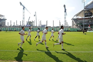 Legia Warsaw V Arsenal 2010-11 Prints: The Arsenal team warm up. Legia Warsaw 5: 6 Arsenal, Wojska Polskiego, Warsaw