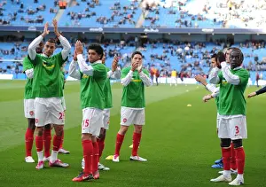 Manchester City V Arsenal 2010-11 Prints: The Arsenal team warm up. Manchester City 0: 3 Arsenal, Barclays Premier League