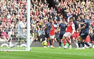 Arsenal v Nottingham Forest 2022-23 Collection: Arsenal Thrash Nottingham Forest: Reiss Nelson Scores Third in Premier League Victory