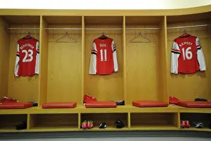 Arsenal V Hull City 2013-14 Prints: Arsenal Trio: Bendtner, Ozil, Ramsey Prepare for Arsenal v Hull City (2013-14)