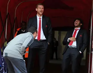 Arsenal V Manchester United 2016-17 Prints: Arsenal Trio Share a Light-Hearted Moment in the Tunnel Before Arsenal v Manchester United