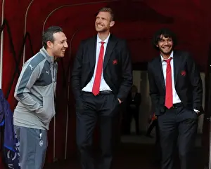 Arsenal Trio Sharing a Laugh in the Tunnel Before Arsenal v Manchester United (2016-17)