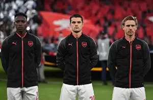 Arsenal V Atletico Madrid 2017-18 Prints: Arsenal Trio: Welbeck, Xhaka, Monreal - UEFA Europa League Semi-Final Showdown vs Atletico Madrid