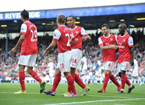 Blackburn Rovers V Arsenal 2010-11 Prints: Arsenal Triumph: Arshavin, Chamakh, Walcott Celebrate 2nd Goal vs. Blackburn Rovers
