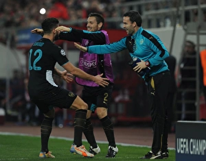 Olympiacos V Arsenal 2015-16 Prints: Arsenal Triumph: Giroud, Debuchy