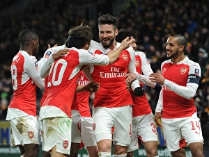 Arsenal Triumph: Giroud, Walcott, and Flamini Celebrate FA Cup Goal Against Hull City