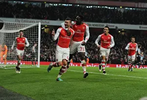 Arsenal V Newcastle United 2014/15 Prints: Arsenal Triumph: Giroud and Welbeck's Goal Celebration vs. Newcastle United (2014/15)