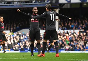Everton V Arsenal 2017-18 Prints: Arsenal Triumph: Lacazette and Ozil's Unforgettable Goals at Everton, 2017-18