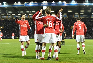 Arsenal Triumph: Ramsey, Nasri, Sagna, Diaby Celebrate 3rd Goal vs. Portsmouth (30/12/2009)