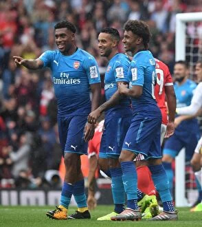 Arsenal v Benfica - Emirates Cup 2017-18 Collection: Arsenal Triumph: Walcott, Iwobi, Nelson in Glory: Celebrating Goals vs Benfica