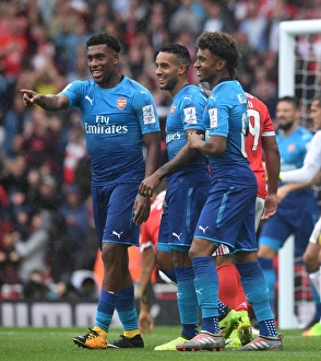Arsenal V Benfica - Emirates Cup 2017-18 Prints: Arsenal Triumph: Walcott, Iwobi