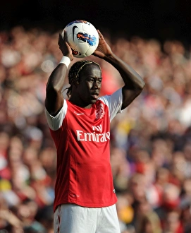 Arsenal V Aston Villa - 2011-12 Prints: Arsenal Triumphs 3:0 over Aston Villa in Premier League: Bacary Sagna's Brilliant Performance at Emirates Stadium