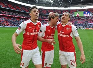 Images Dated 23rd April 2017: Arsenal Triumphs in FA Cup Semi-Final: Gabriel, Monreal, and Bellerin Celebrate