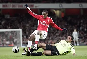 Arsenal V Wigan Carling Cup 2008-9 Prints: Arsenal Triumphs Over Wigan Athletic 3-0 in Carling Cup: Gavin Hoyte and Amr Zaki Face Off
