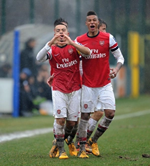 Arsenal U19: Yennaris and Angha Celebrate Goal Against Inter Milan U19 in NextGen Series, Milan 2013