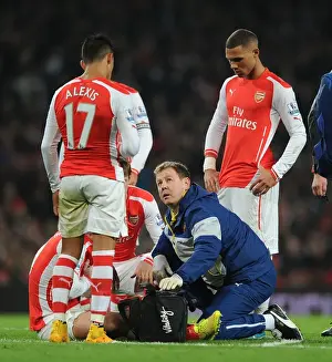 Arsenal V Manchester United 2014-15 Prints: Arsenal v Manchester United: Jack Wilshere's Injury Treatment (2014-15)