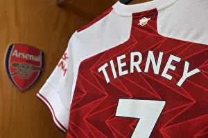 Arsenal v Sheffield United: Empty Emirates Stadium - Kieran Tierney's Shirt Hangs Awaiting Premier League Clash (2020-21)