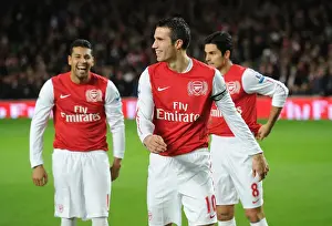Arsenal V Fulham 2011-12 Prints: Arsenal: Van Persie and Santos Share a Laugh Before Arsenal v Fulham (2011-12)