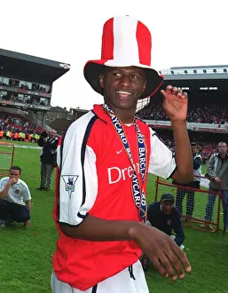 Arsenal vice-captain Patrick Viira celebrates after the match