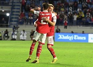 Arsenal v AC Milan 2022-23 Collection: Arsenal vs AC Milan: Martin Odegaard and Fabio Vieira Celebrate Goal at Dubai Super Cup