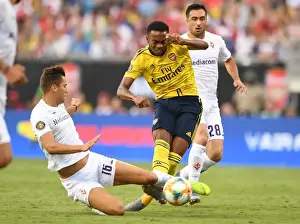 Arsenal vs. ACF Fiorentina: Clash in the International Champions Cup, Charlotte 2019 - Joe Willock Tackled by David Hancko