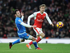 Arsenal V AFC Bournemouth 2016/17 Prints: Arsenal vs. AFC Bournemouth: Nacho Monreal vs. Adam Smith Clash in Premier League Showdown