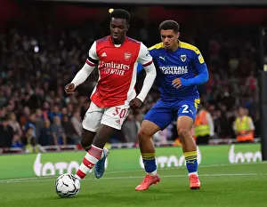 Arsenal V AFC Wimbledon 2021-22 Prints: Arsenal vs AFC Wimbledon: Eddie Nketiah Thwarted by Henry Lawrence in Carabao Cup Clash