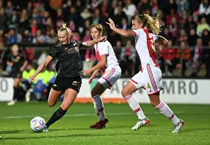 Ajax Women V Arsenal Women 2022-23 Prints: Arsenal vs Ajax: Stina Blackstenius Takes Shot Amid Pressure in UEFA Women's Champions League Qualifier