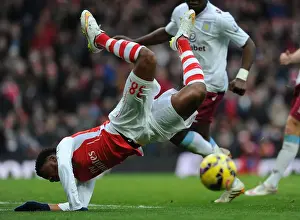 Arsenal V Aston Villa 2014-15 Prints: Arsenal vs Aston Villa: Akpom Wins Controversial Penalty in Premier League Clash