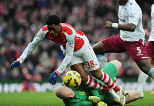 Arsenal V Aston Villa 2014-15 Prints: Arsenal vs Aston Villa: Akpom Wins Penalty in Premier League Clash