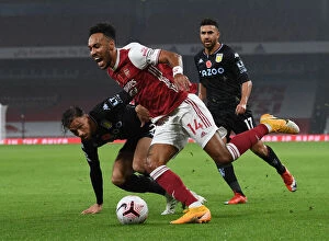 Arsenal v Aston Villa 2020-21 Collection: Arsenal vs Aston Villa: Aubameyang Faces Off Against Cash in Premier League Clash