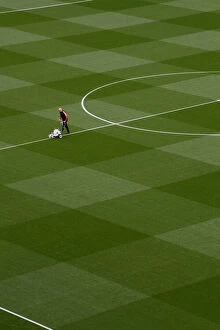 Arsenal v Aston Villa 2021-22 Collection: Arsenal vs Aston Villa: Pre-Match Pitch Preparation at Emirates Stadium (2021-22)