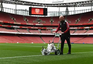 Arsenal vs Aston Villa: Pre-Match Pitch Preparation at Emirates Stadium (2021-22)