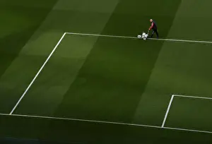 Arsenal V Aston Villa 2021-22 Prints: Arsenal vs Aston Villa: Pre-Match Pitch Preparation at Emirates Stadium (2021-22)
