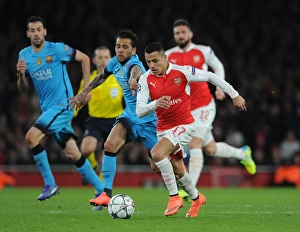 Arsenal V Barcelona 2015/16 Prints: Arsenal vs. Barcelona Showdown: Sanchez vs. Alves in 2015/16 Champions League