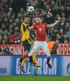 Bayern Munich V Arsenal 2016-17 Prints: Arsenal vs Bayern Munich: Kieran Gibbs vs Arjen Robben in the 2016-17 UEFA Champions League Clash