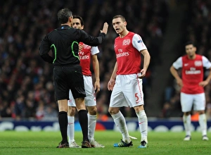 Arsenal V Borussia Dortmund 2011-12 Prints: Arsenal vs Borussia Dortmund: Thomas Vermaelen's Controversial Clash with the Referee (2011-12 Champions League)