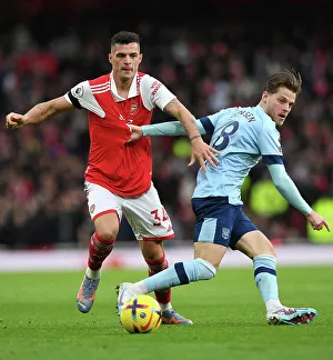 Arsenal vs Brentford: Granit Xhaka Clashes with Mathias Jensen in Intense Premier League Showdown (February 2023)