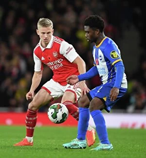 Images Dated 9th November 2022: Arsenal vs Brighton: Clash between Zinchenko and Lamptey in Carabao Cup Showdown
