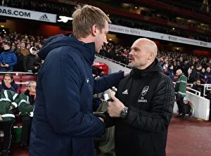 Images Dated 6th December 2019: Arsenal vs. Brighton: Mikel Arteta and Graham Potter's Pre-Match Greeting (December 2019)