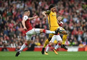 Arsenal V Brighton And Hove Albion 2017-18 Prints: Arsenal vs Brighton: Xhaka and Brown Clash in Premier League Showdown
