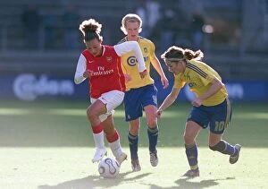 Brondby v Arsenal Ladies 2006-07 Collection: Arsenal vs. Brondby: Sanderson, Bukh, and Dimun in a Thrilling UEFA Women's Cup Semi-Final Clash