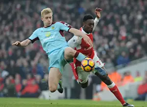 Arsenal V Burnley 2016-17 Prints: Arsenal vs Burnley: Intense Battle Between Danny Welbeck and Ben Mee in the Premier League
