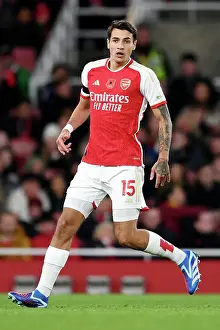 Arsenal vs Burnley: Jakub Kiwior's Intense Focus at Emirates Stadium (Premier League 2023-24)