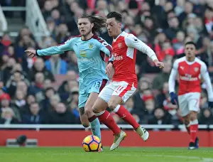 Arsenal V Burnley 2016-17 Prints: Arsenal vs Burnley: Mesut Ozil Faces Off Against Jeff Hendrick