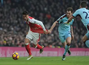 Arsenal V Burnley 2016-17 Prints: Arsenal vs Burnley: Ozil Held Back by Barnes in Intense Premier League Clash (2016-17)